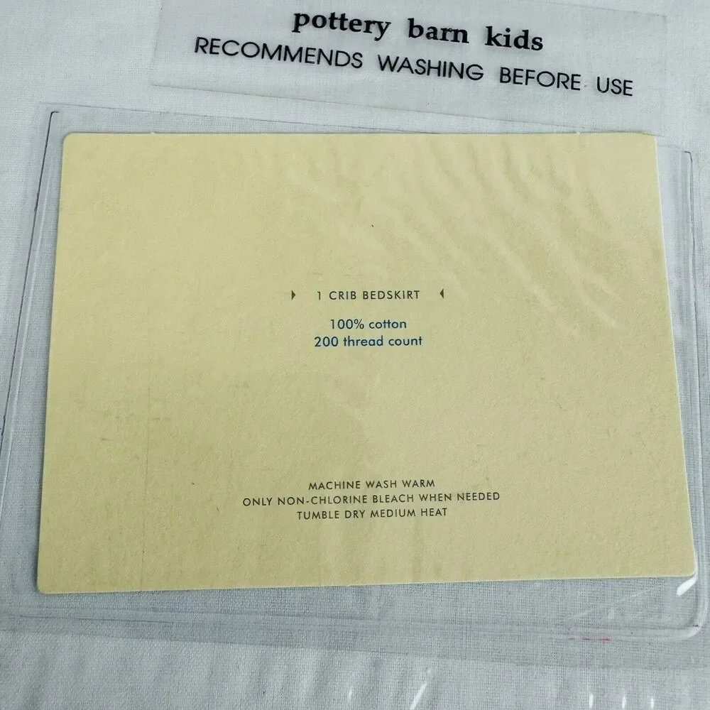 Pottery Barn Kids Sally Crib Bed Skirt‎ Dust Ruffle Floral Blue Baby Nursery New